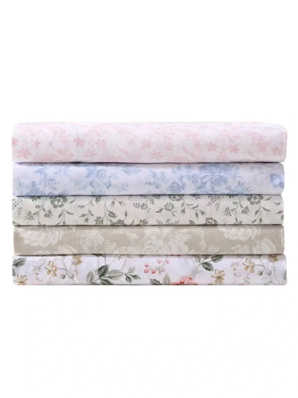 Laura Ashley Charming TWIN Olive Green Floral Miranda Cotton Sheet Set ~ NWT